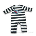 Baby romper with Embroidery Patch/Drawing String on Waist, Made of 95% Cotton/5% Spandex Y/D